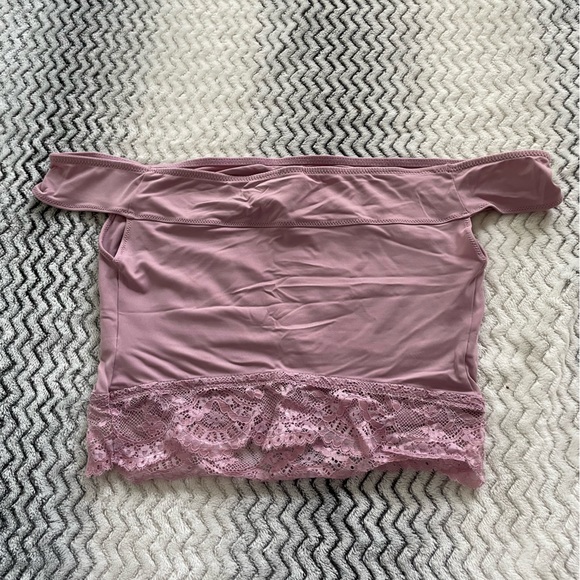 EUC La Senza Women's Off Shoulder Mauve Cropped Top w/ Lace Detail Size Small S - Picture 5 of 8
